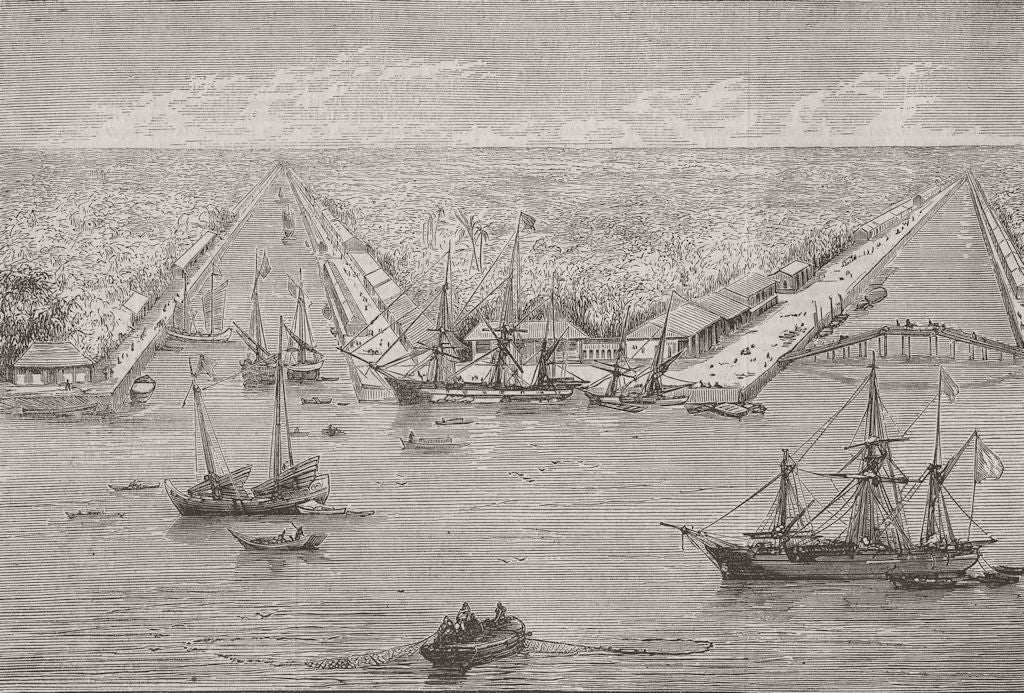 VIETNAM. Newly-opened port of Saigon, Kochi China 1860 old antique print